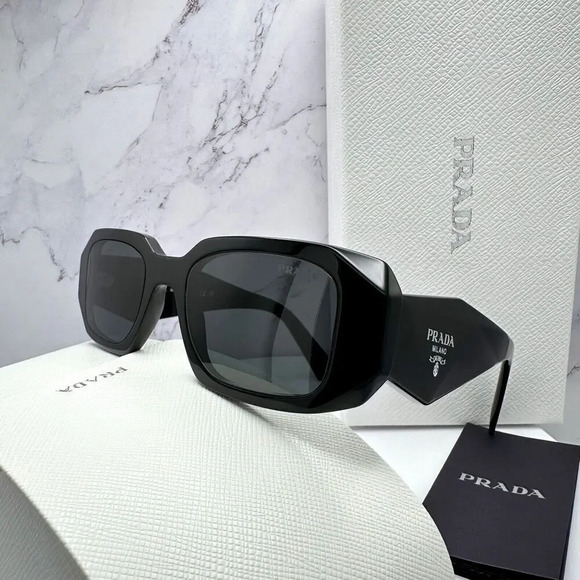 PRADA Sunglasses Black Acetate PR 17WS Symbole Logo Made In Italy Authentic - Picture 1 of 16